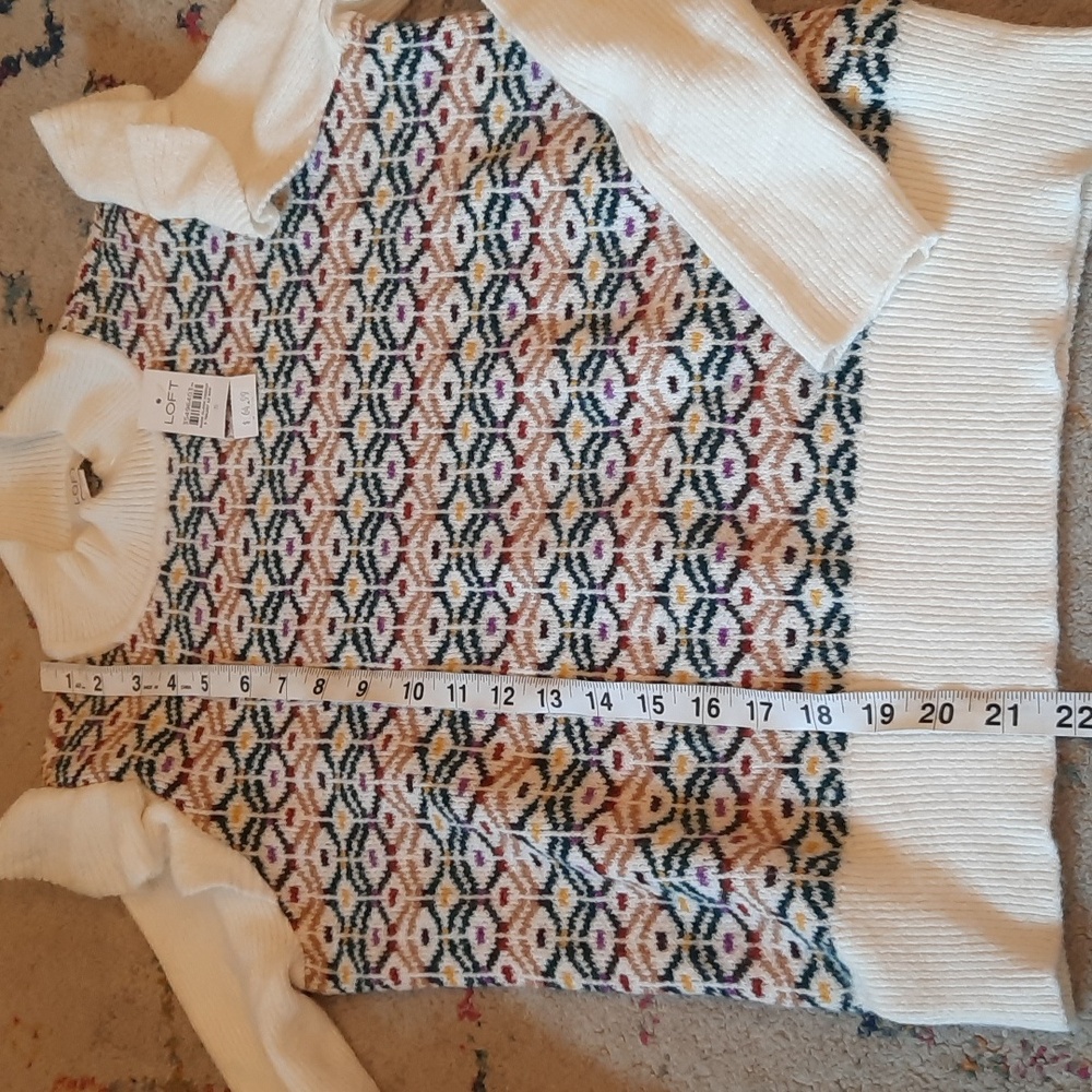 Loft Geometric Print Colorful Sweater Small - Picture 4 of 4